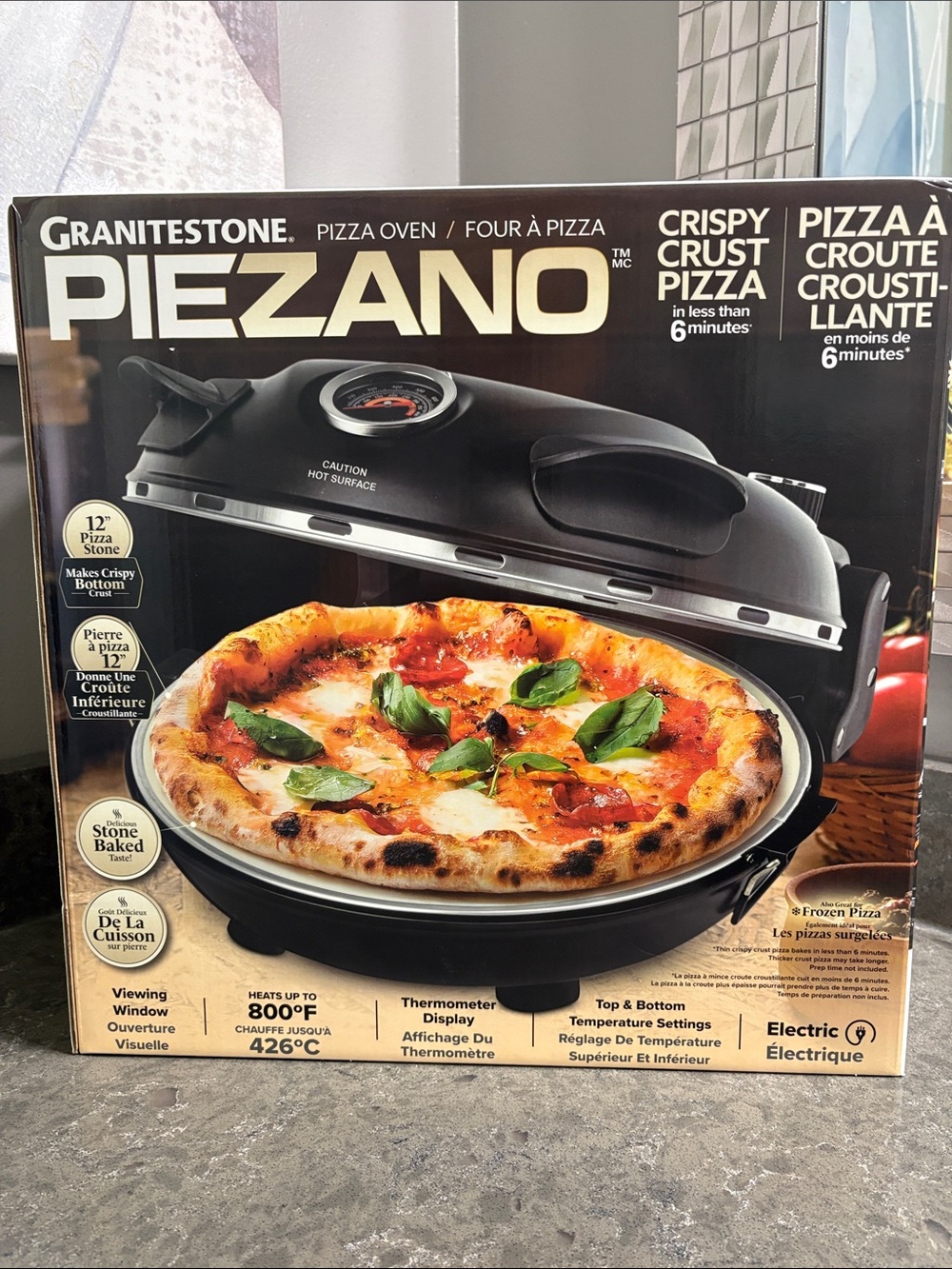 Piezano Black Pizza Oven - Electric Countertop Pizza Maker